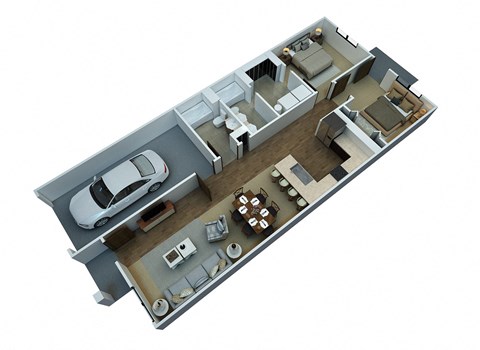 Floor plan for 2 beds, 2 baths, 1100 sqft